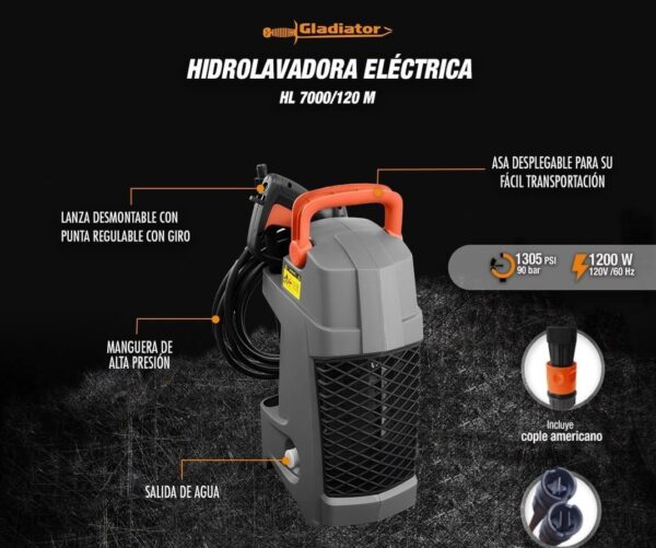 Hidrolavadora 1305psi 1200w Gladiator